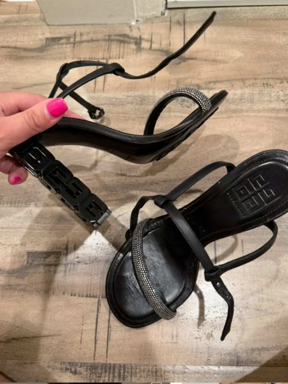Givenchy G Cube 105 Crystal-Embellished Leather Sandals - 38